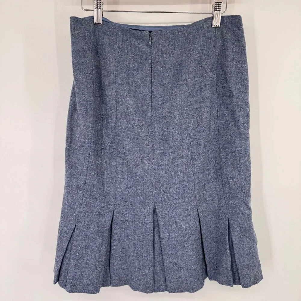 Talbots Womens Blue Wool Skirt Pleated Size 6 lined knee length